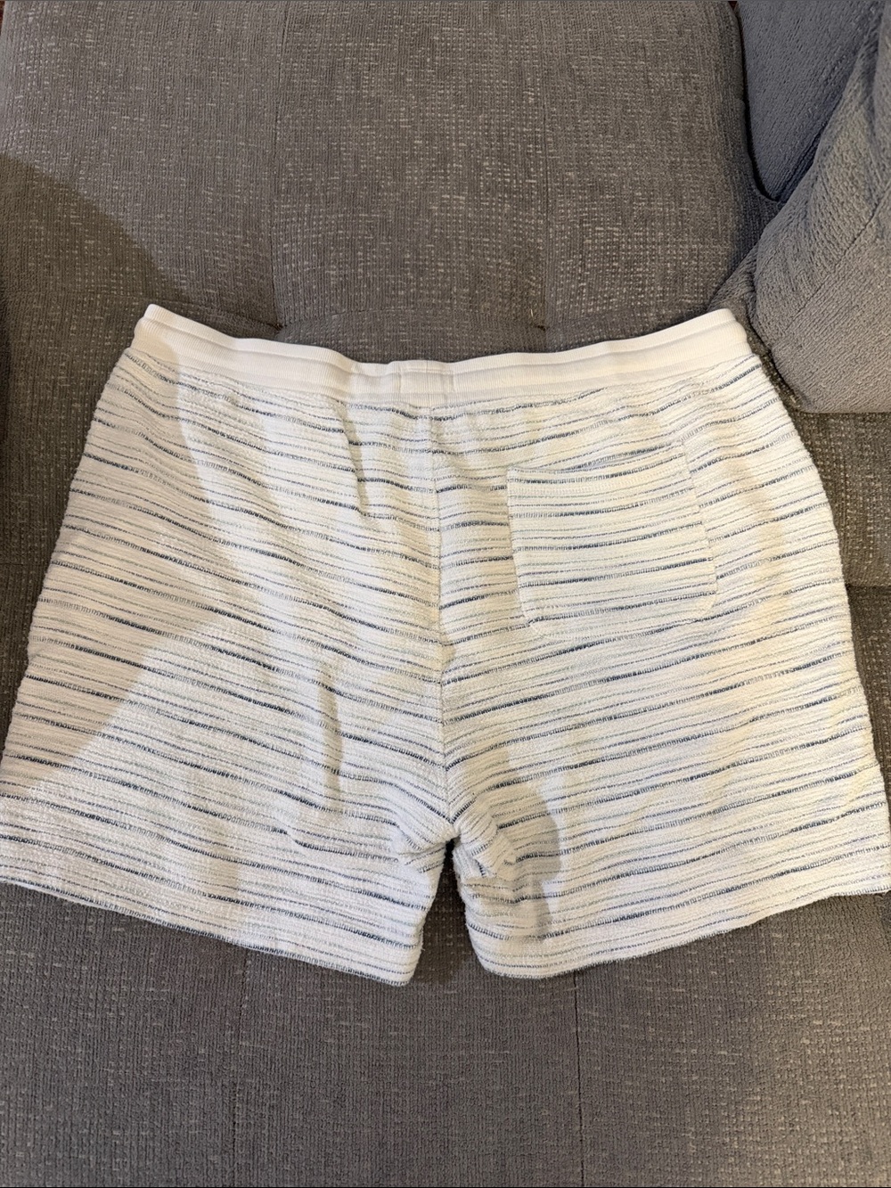 Marine Layer White Knit Shorts with Navy Stripe Accent RESORT SHORT - Picture 3 of 3